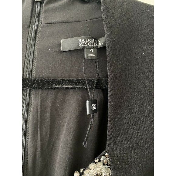 Badgley Mischka Black Embellished Bodice Gown 4 - Picture 5 of 11